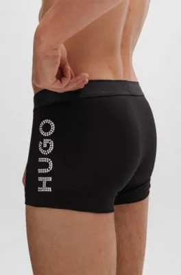 Stretch-cotton trunks with flame logo and branded waistband