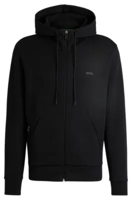 Stretch-cotton zip-up hoodie with logo print