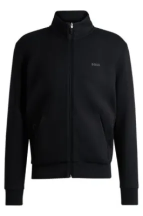 Stretch-cotton zip-up sweatshirt with logo print