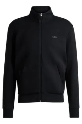 Stretch-cotton zip-up sweatshirt with logo print