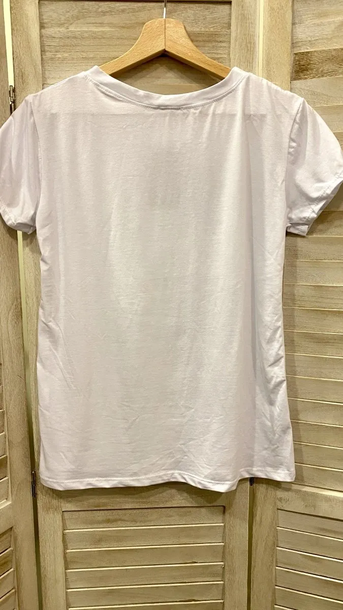 T-shirt con stampa effetto pennellata