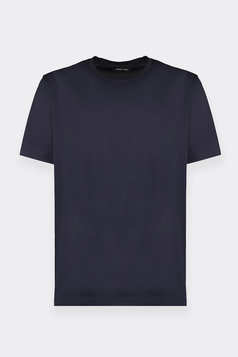 T-SHIRT OVER IN FILO DI SCOZIA BLU NAVY