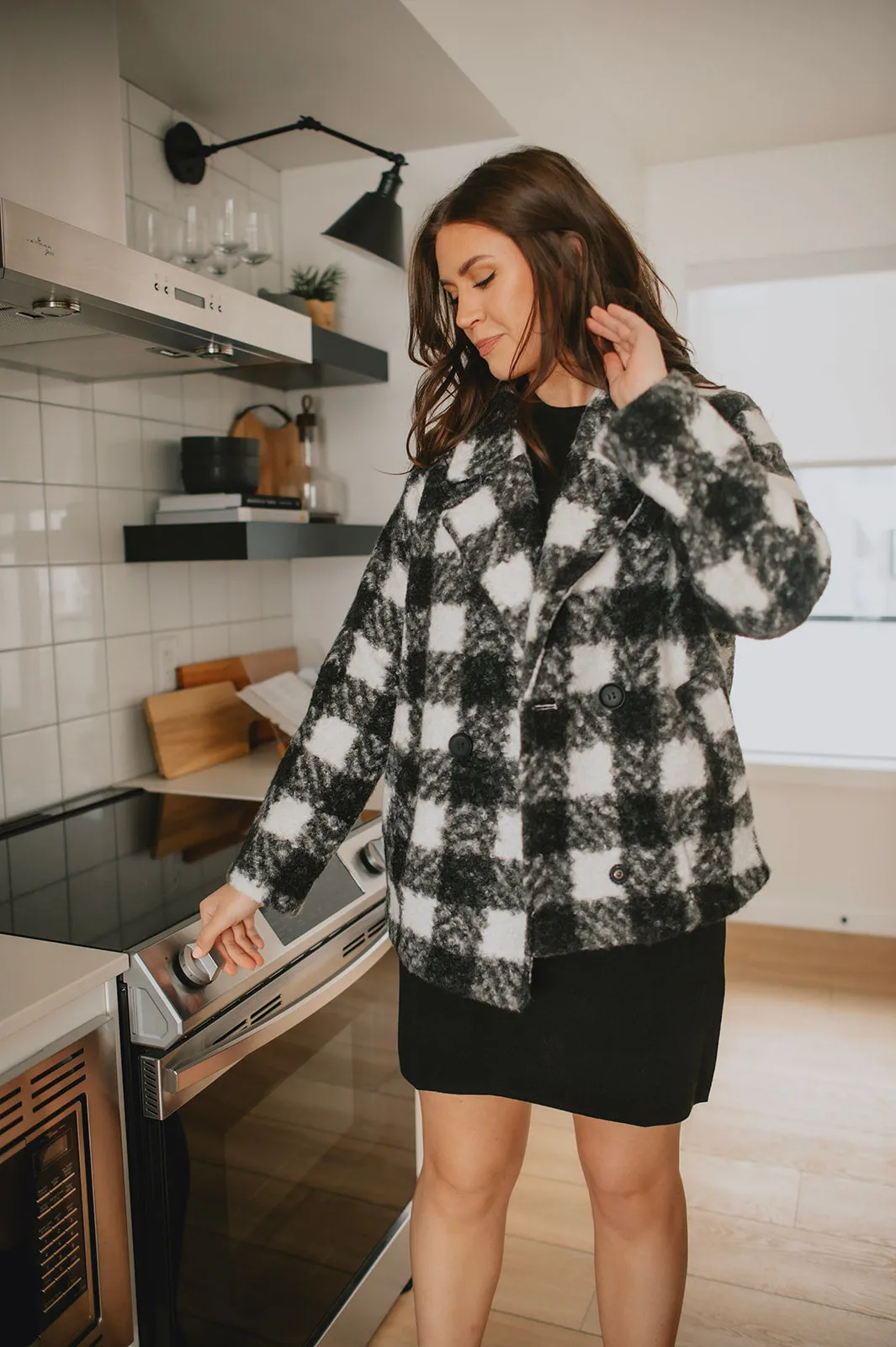 The Buffalo Check Boucle Jacket - Black