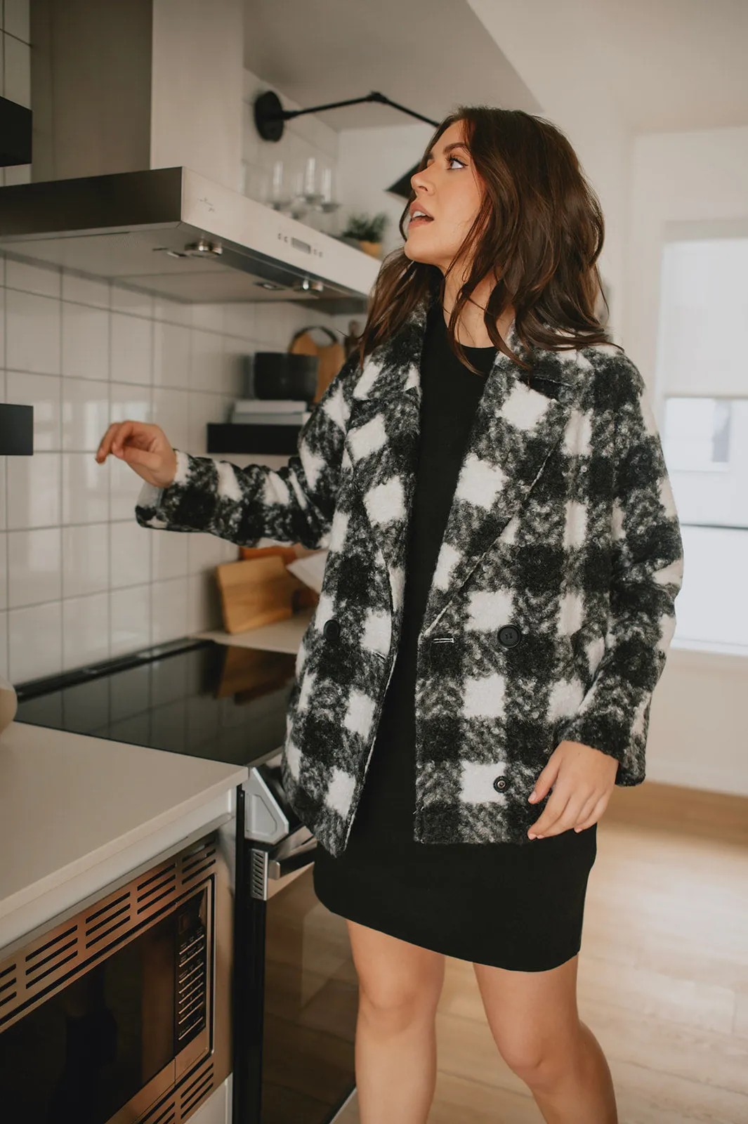 The Buffalo Check Boucle Jacket - Black