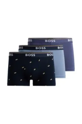 Three-pack of stretch-cotton trunks with logo waistbands