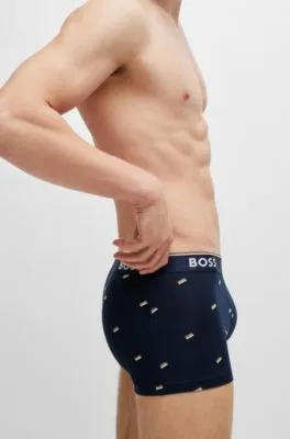 Three-pack of stretch-cotton trunks with logo waistbands