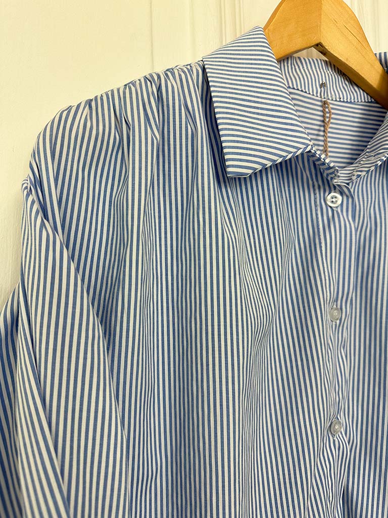 Tie Cuff Bengal Stripe Shirt - Blue