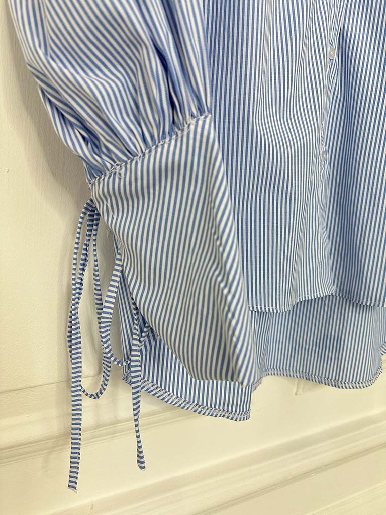 Tie Cuff Bengal Stripe Shirt - Blue