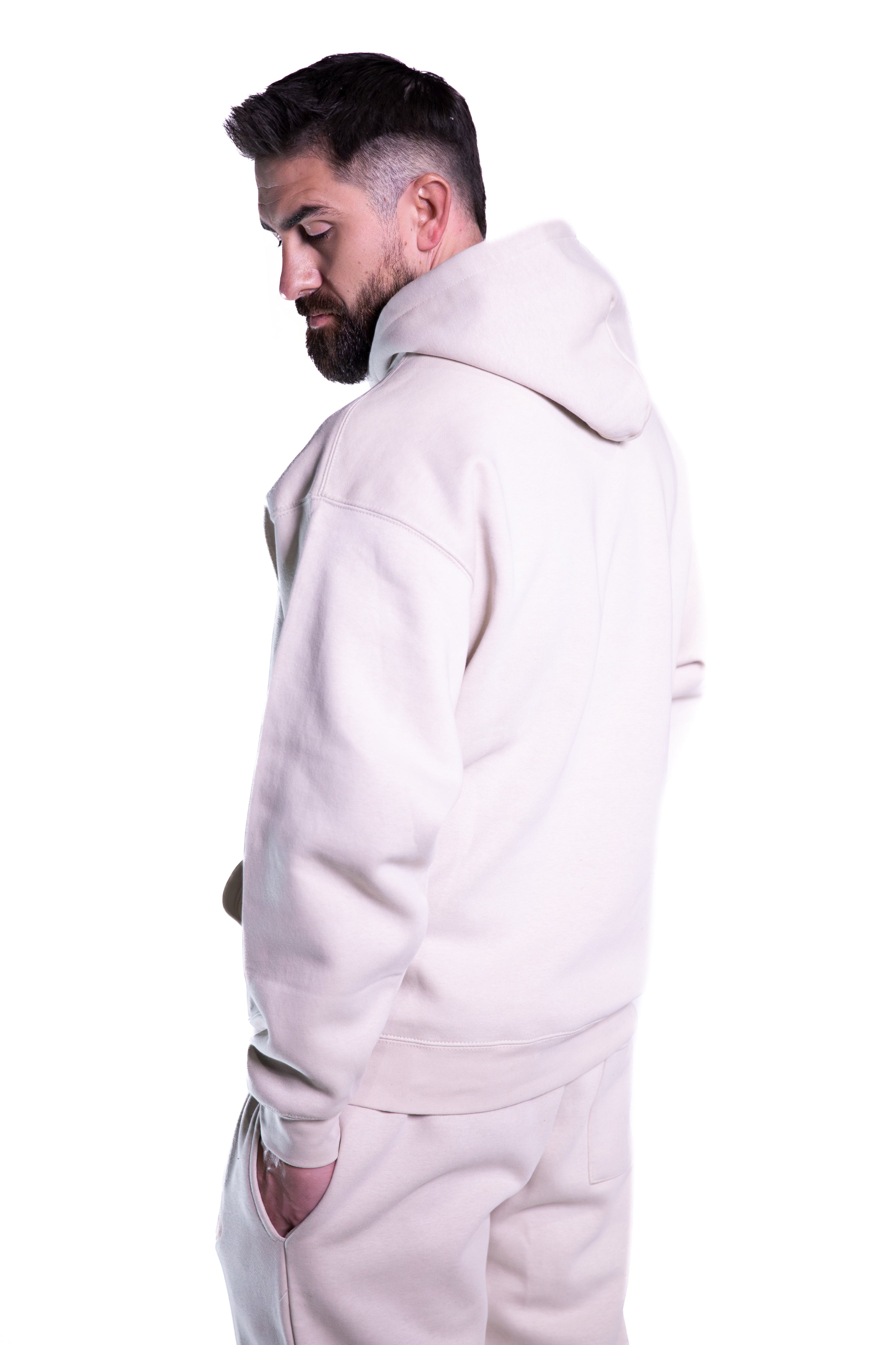 Unisex Inked Logo Embroidered Hoodie -  Off White