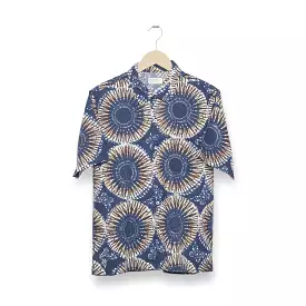 Universal Works Road Shirt hokkoh print cotton navy 28175