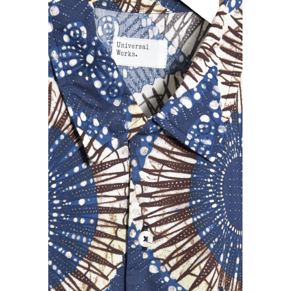 Universal Works Road Shirt hokkoh print cotton navy 28175