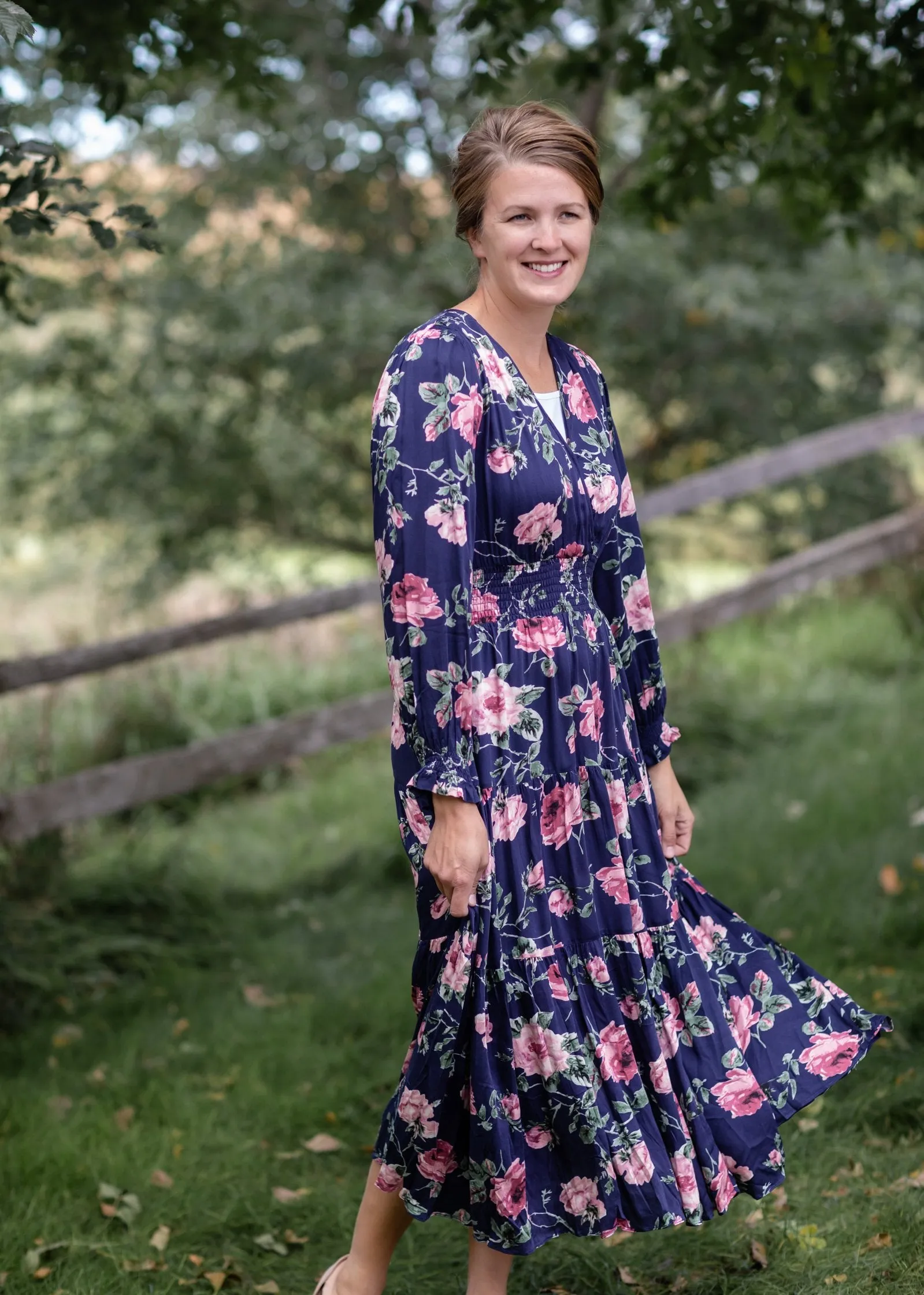 V-Neck Smock Waist Floral Maxi Dress - FINAL SALE