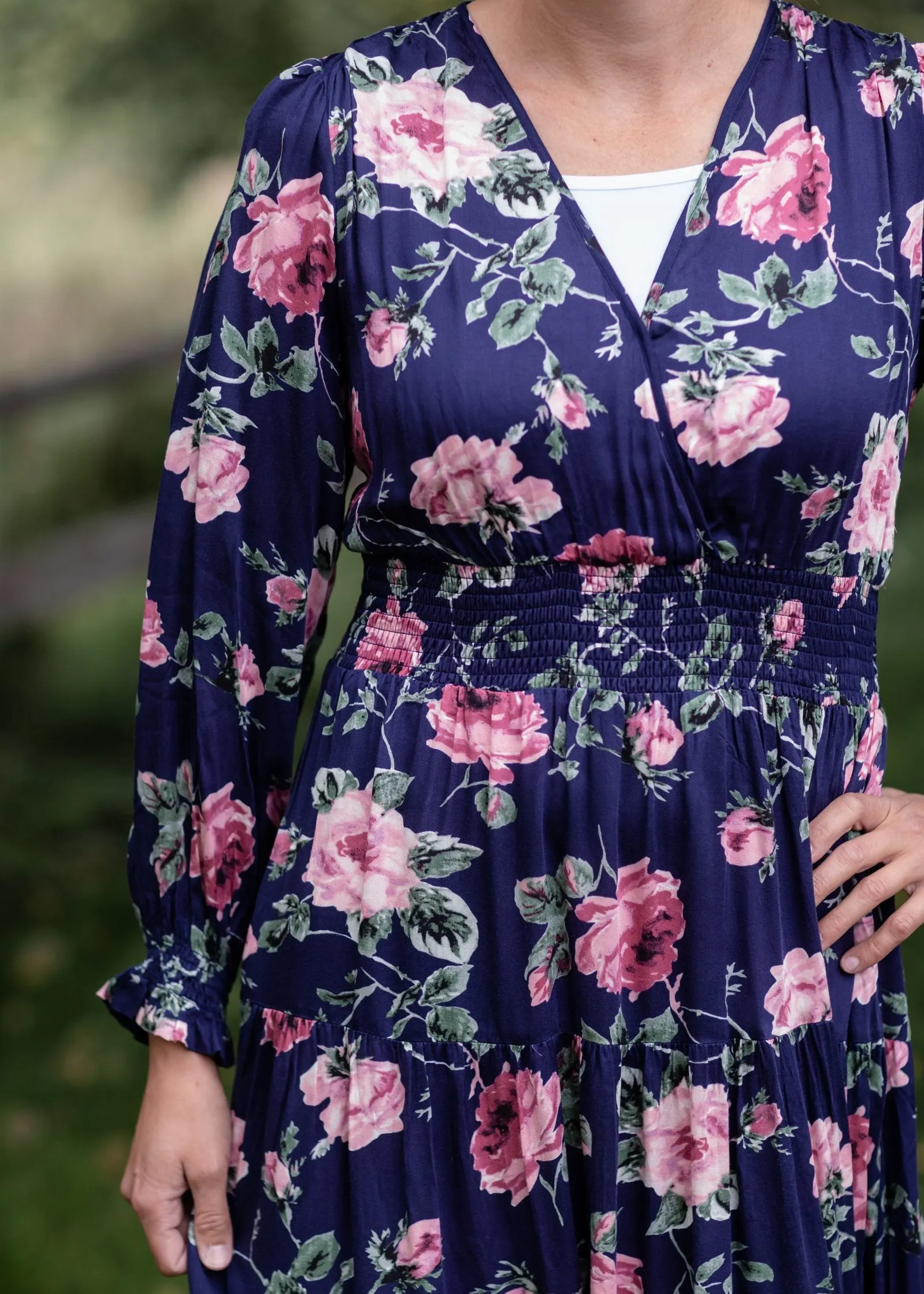 V-Neck Smock Waist Floral Maxi Dress - FINAL SALE