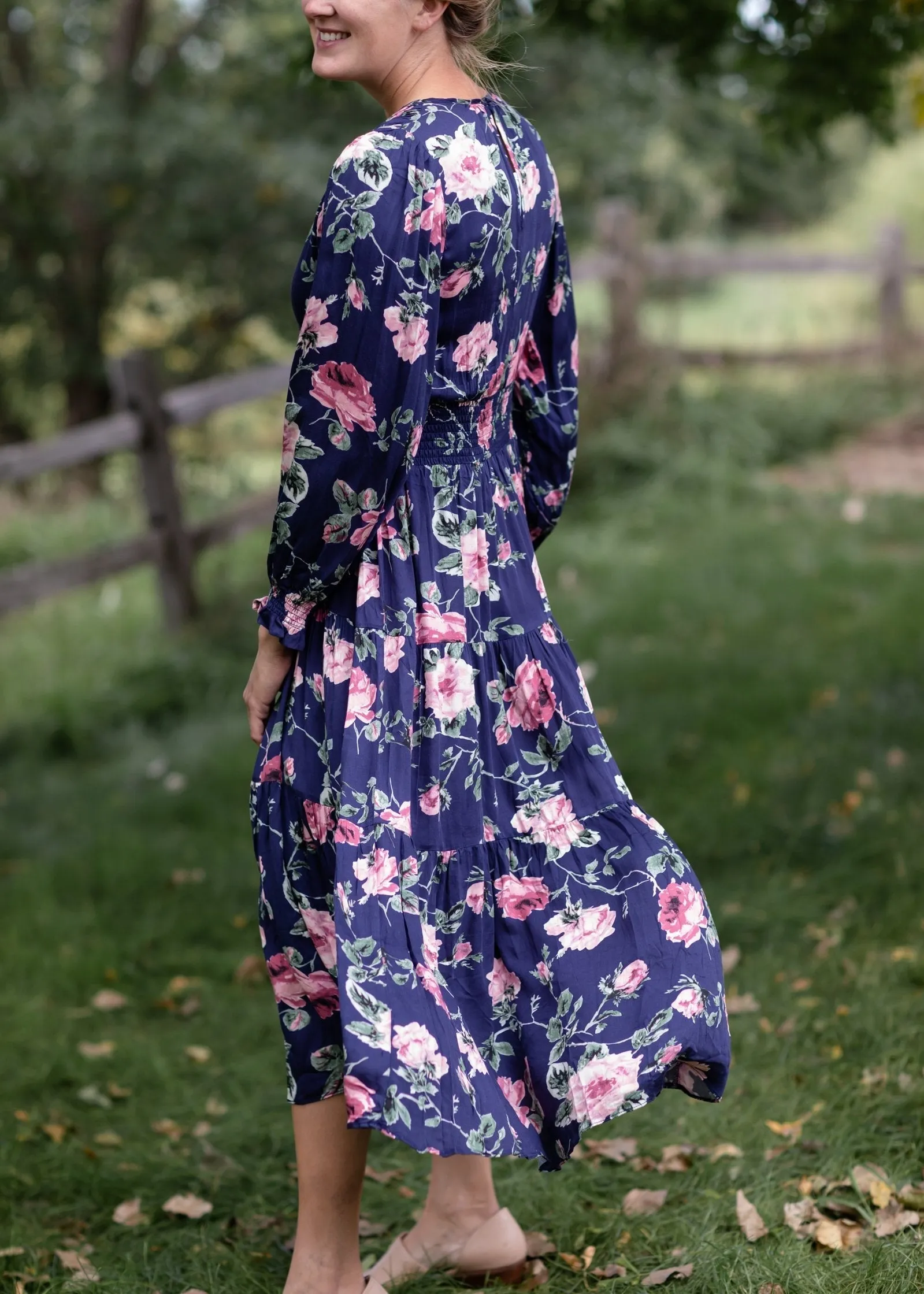 V-Neck Smock Waist Floral Maxi Dress - FINAL SALE