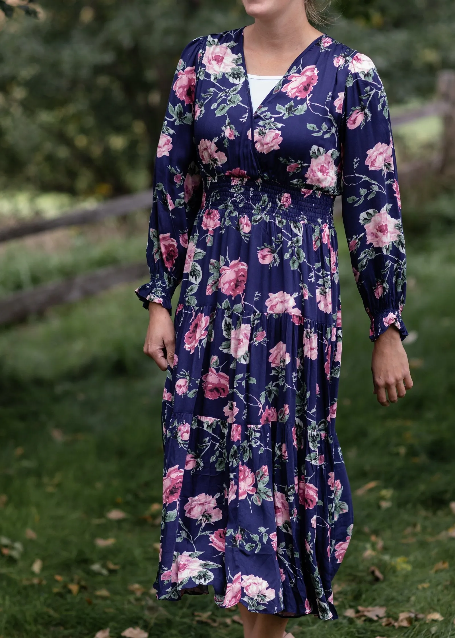 V-Neck Smock Waist Floral Maxi Dress - FINAL SALE