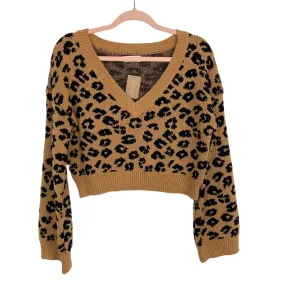 Vestique Caramel/Black V-Neck Cropped Sweater NWT- Size S