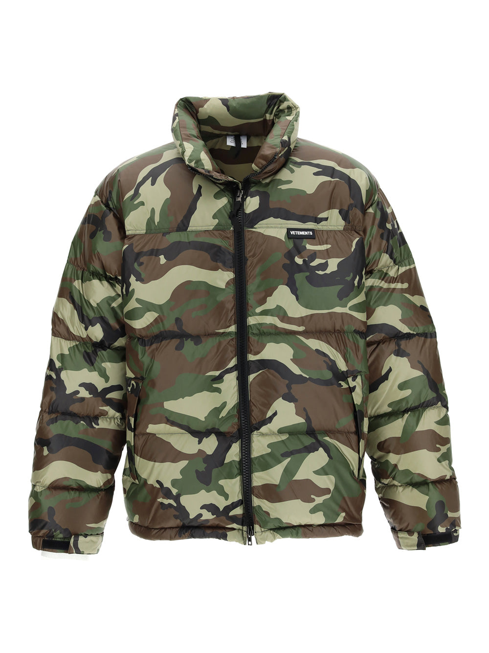 Vetements Logo Patch Camouflage Puffer Jacket