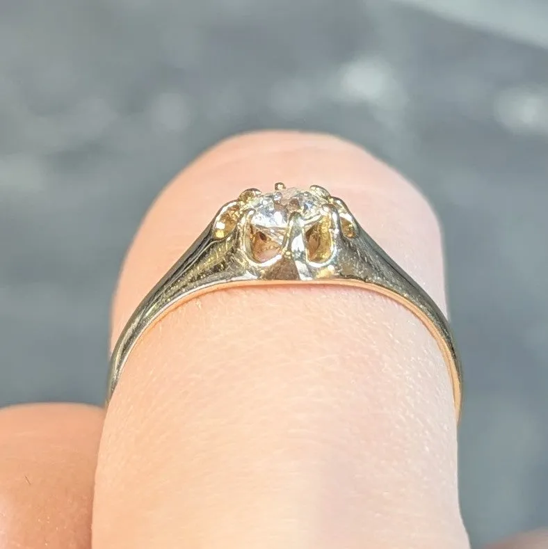 Victorian 0.35 CTW Old European Cut Diamond 14 Karat Yellow Gold Belcher Solitaire Engagement Ring