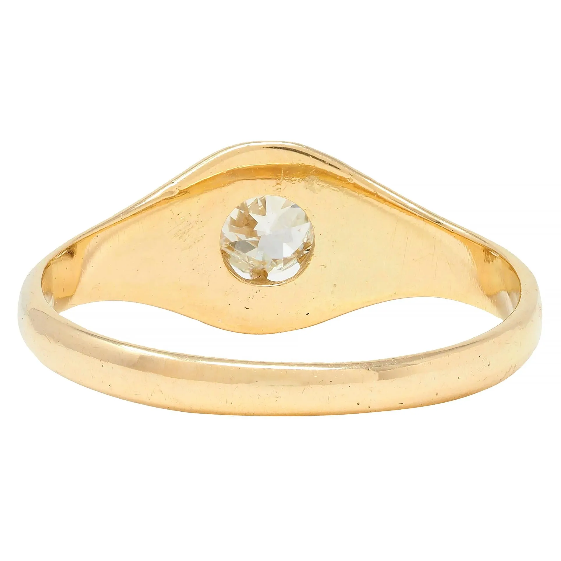 Victorian 0.35 CTW Old European Cut Diamond 14 Karat Yellow Gold Belcher Solitaire Engagement Ring