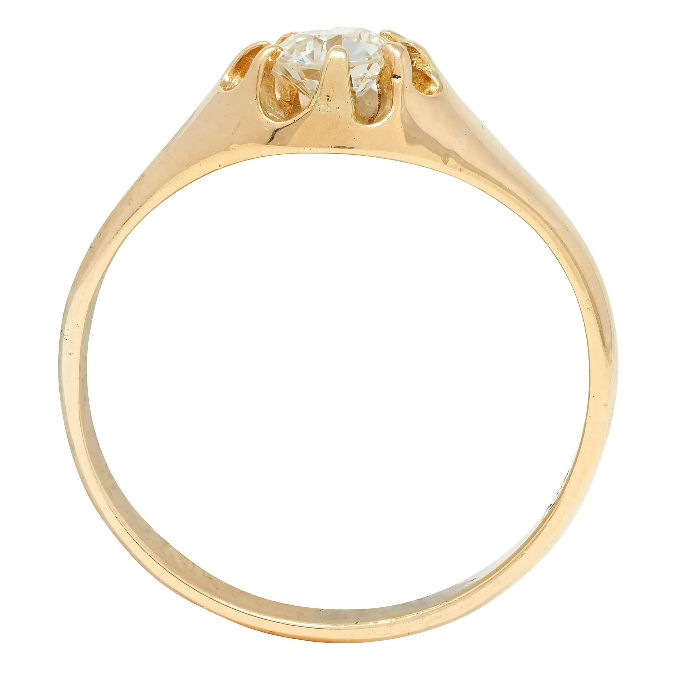 Victorian 0.35 CTW Old European Cut Diamond 14 Karat Yellow Gold Belcher Solitaire Engagement Ring