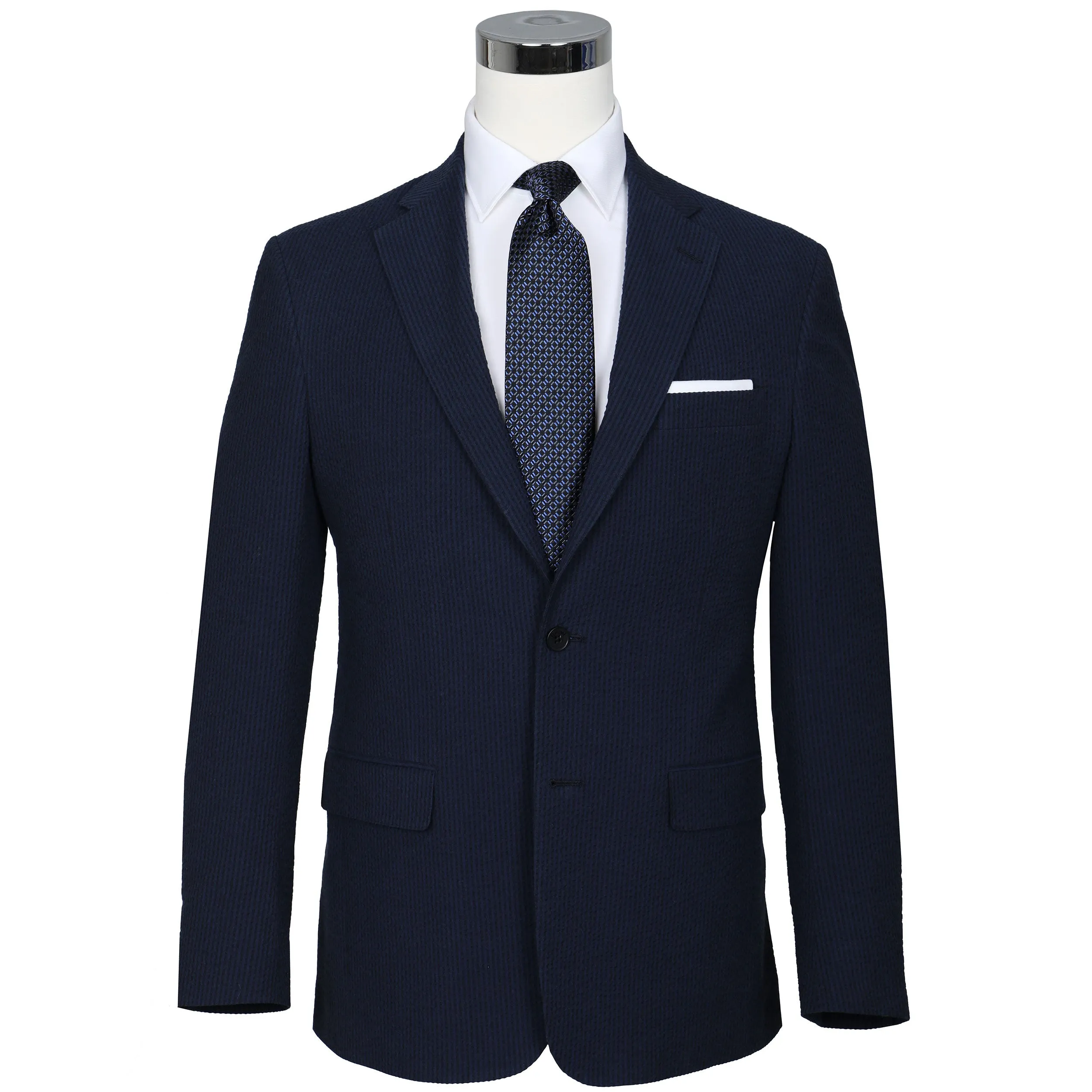 Vieux Carre Navy/Black Seersucker Stretch Sport Coat