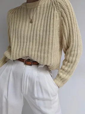 Vintage Cropped Buttercream Sweater