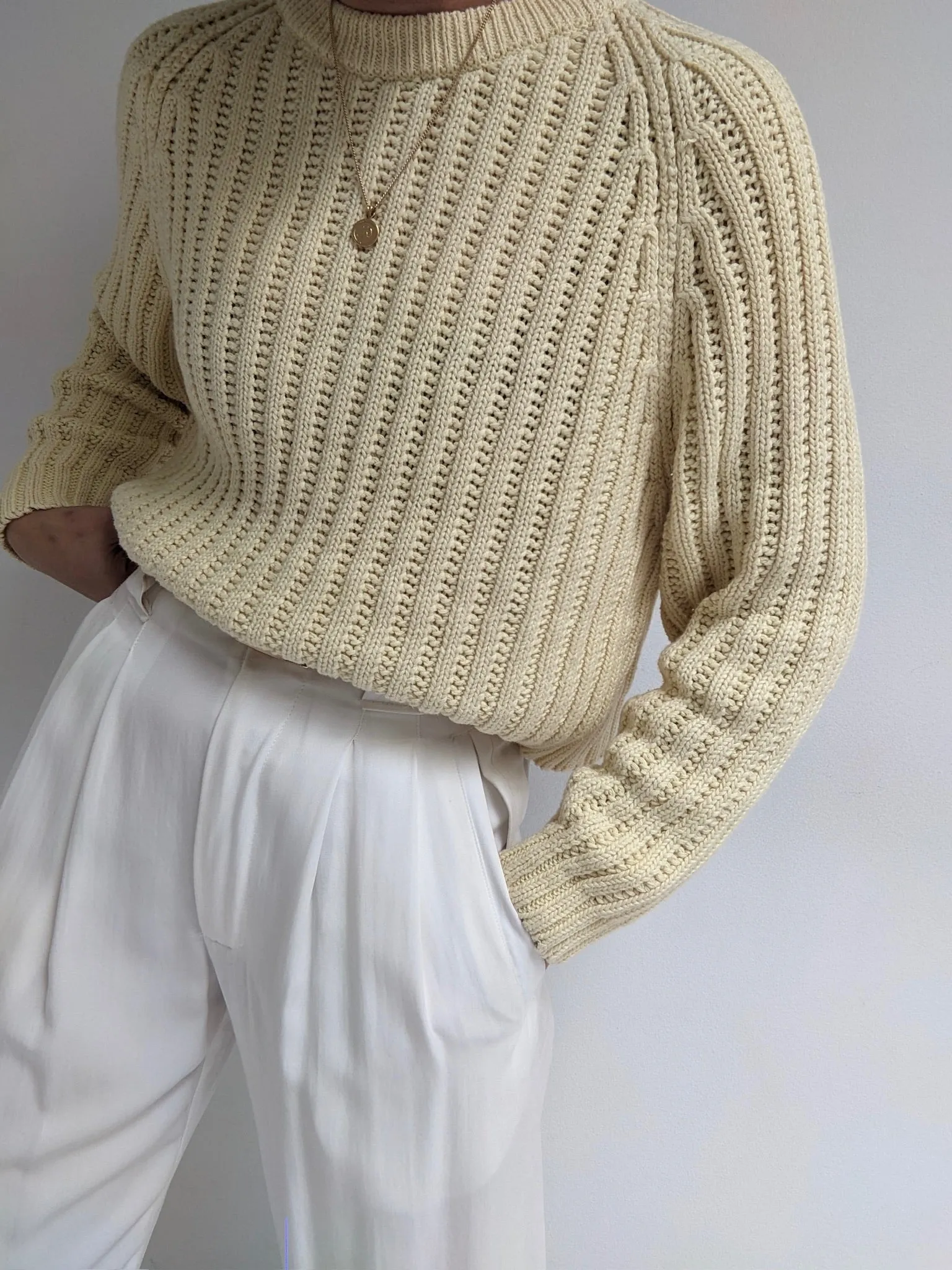 Vintage Cropped Buttercream Sweater