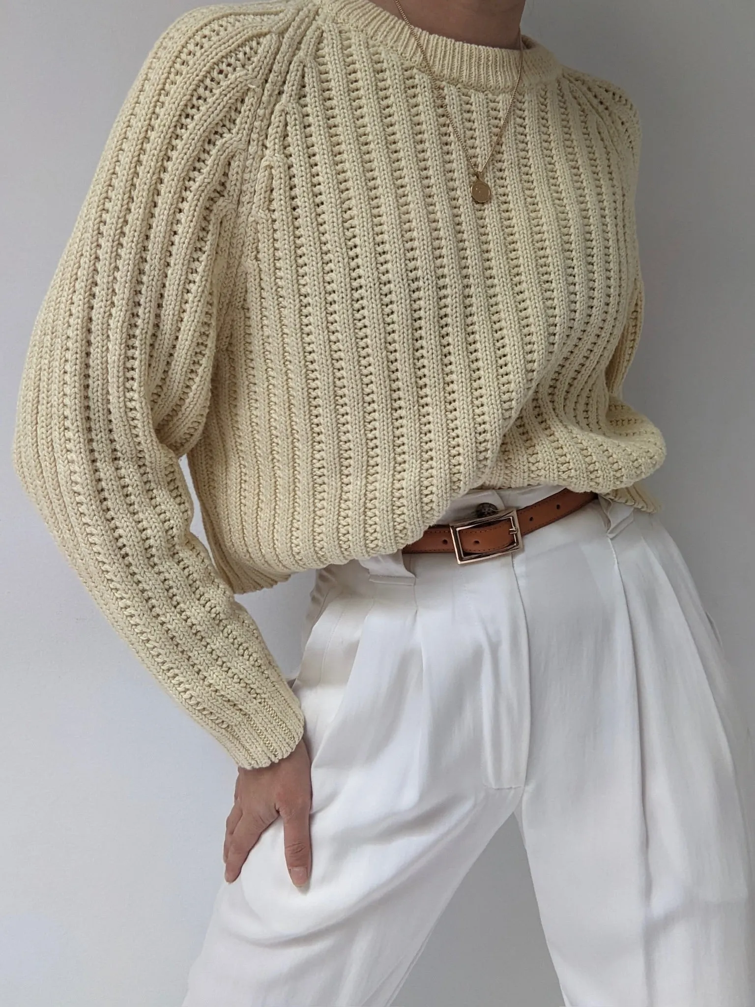 Vintage Cropped Buttercream Sweater