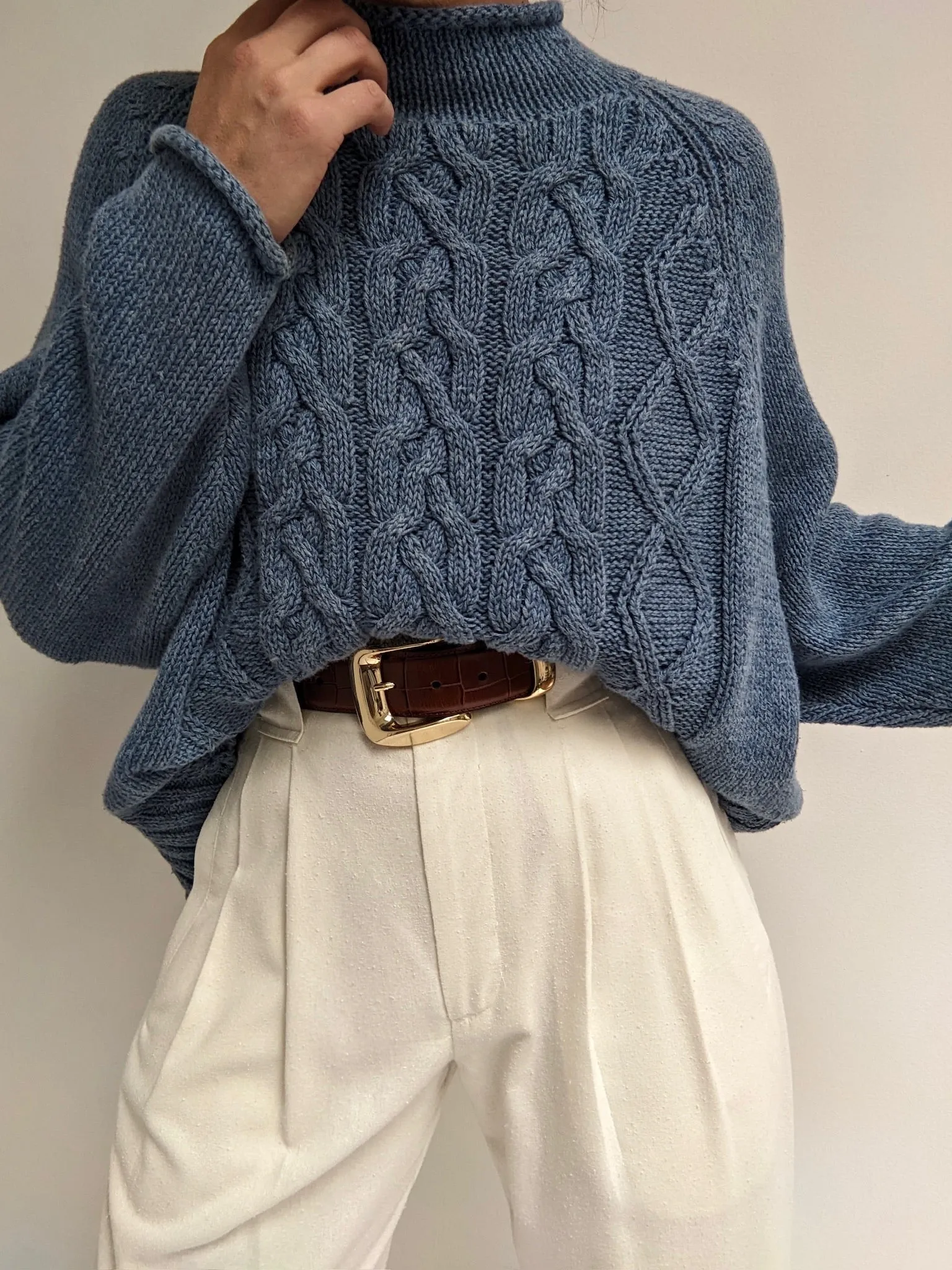 Vintage Ocean Cable Knit Mock Neck