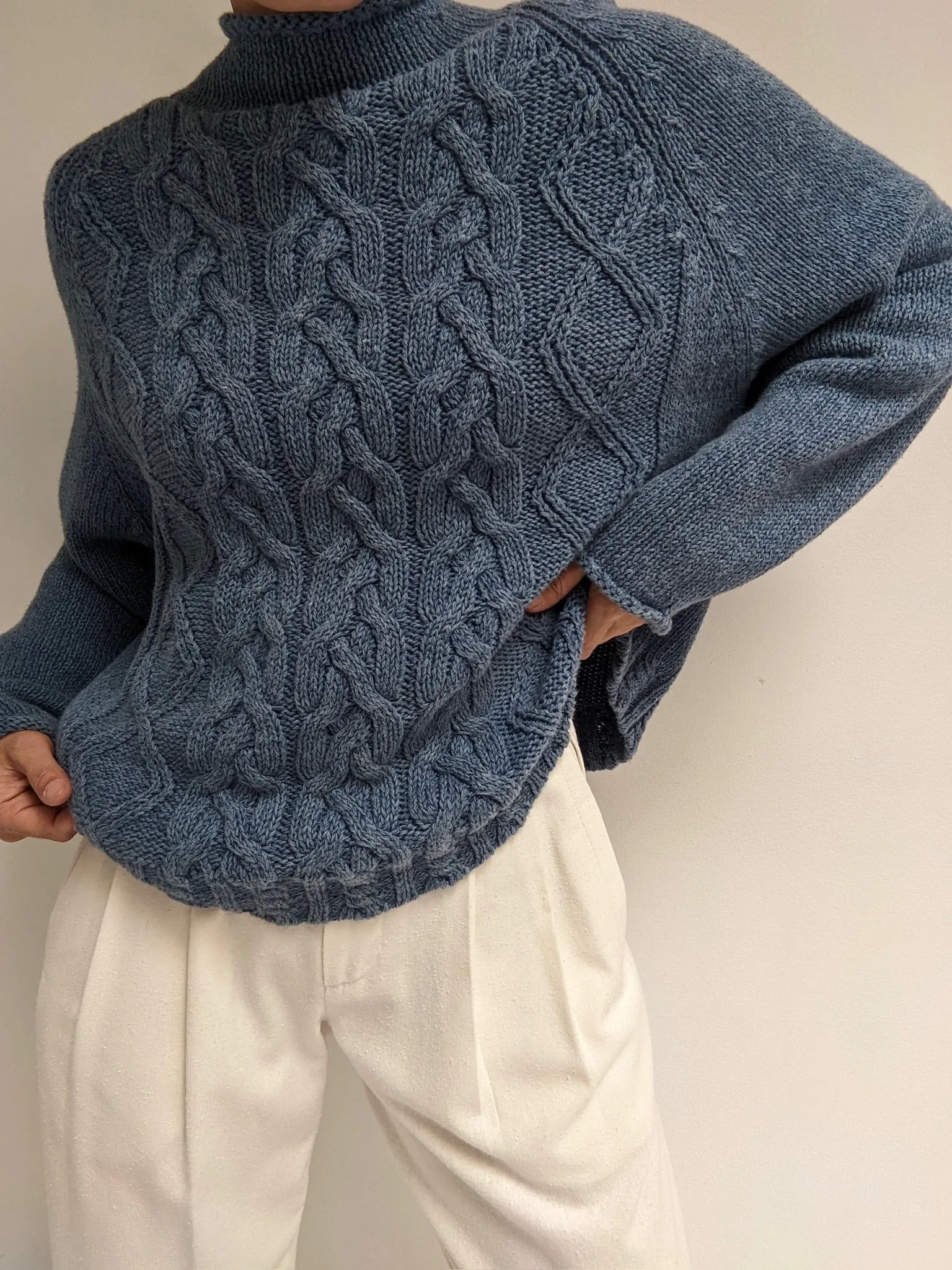 Vintage Ocean Cable Knit Mock Neck