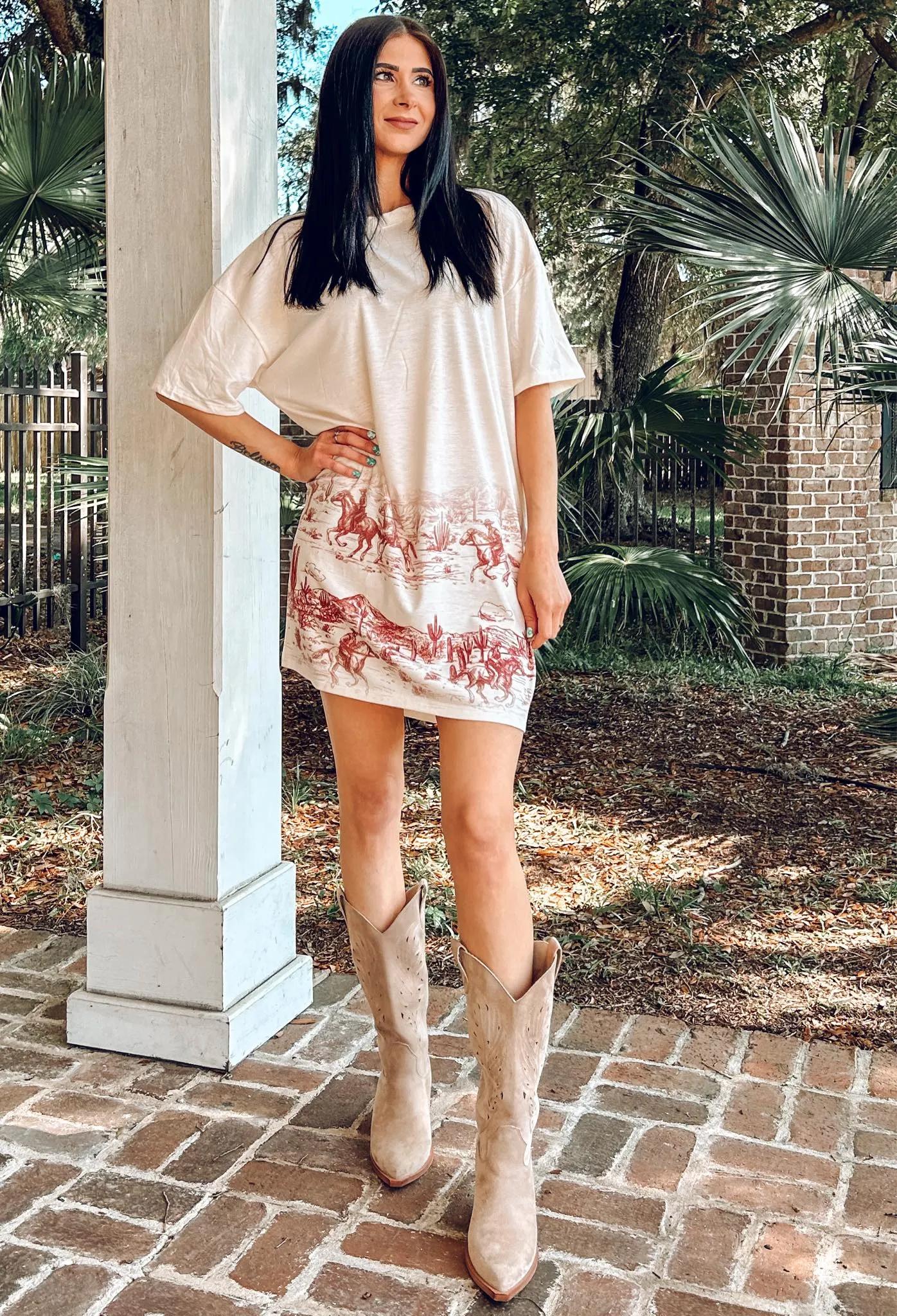 Wild West Graphic Dress | Cream