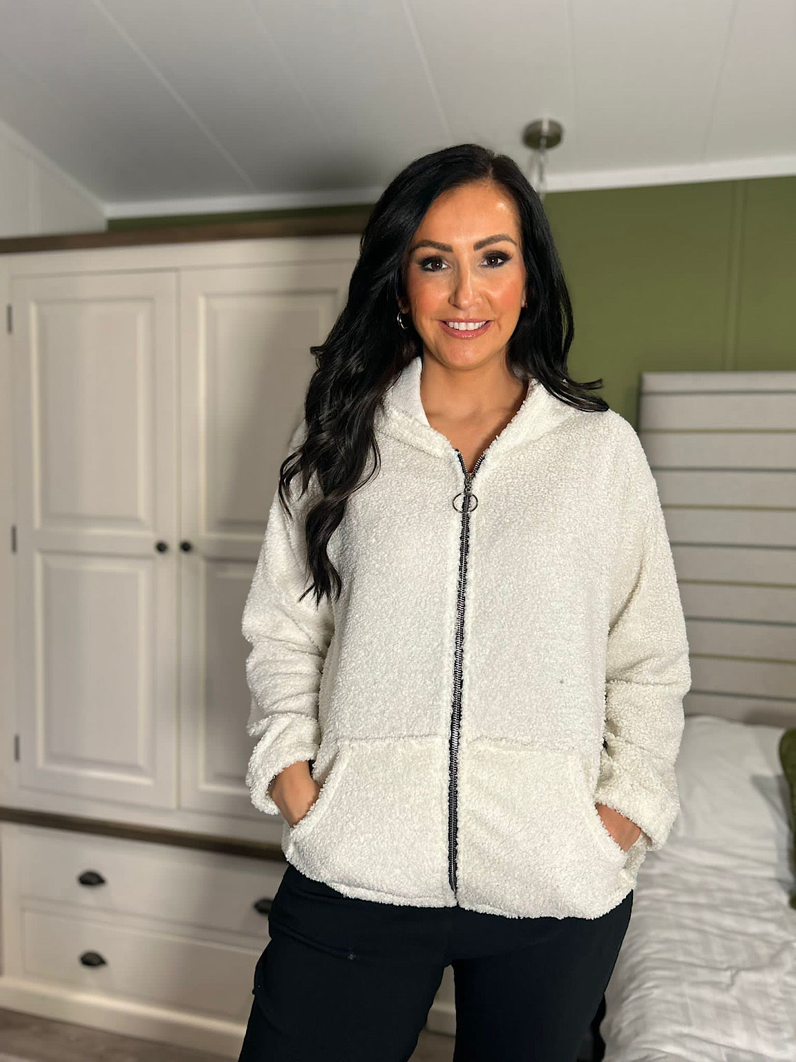 Winter White Teddy Zip Jacket Dolly