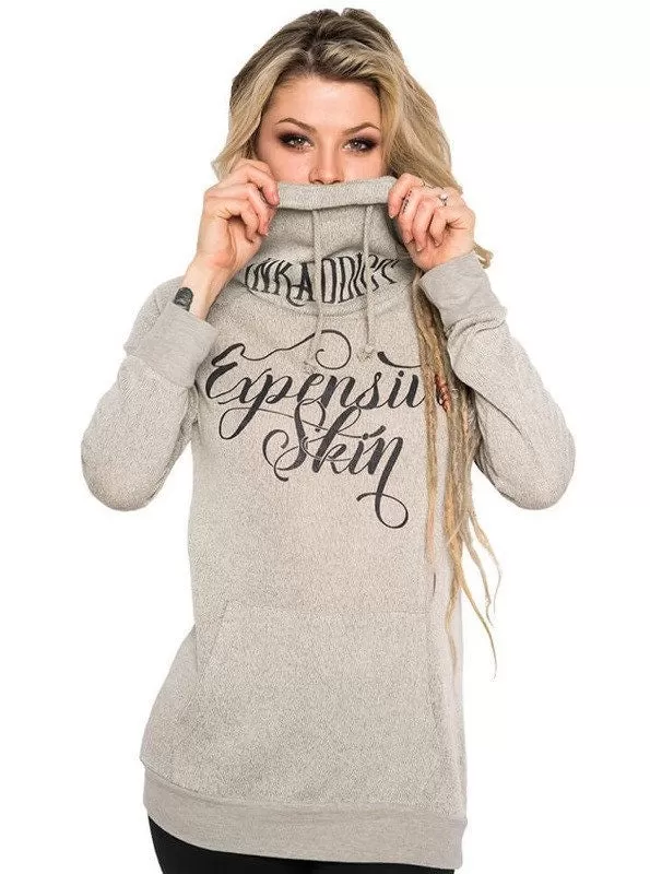 Women's Expensive Skin Knit Funnel Neck Pullover