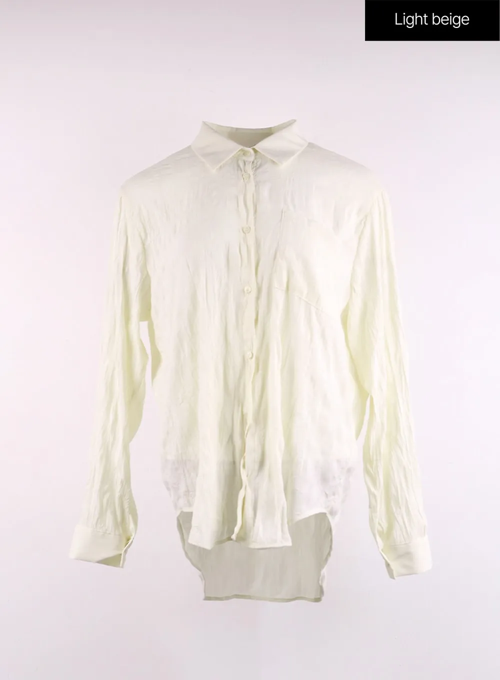 Wrinkled Button Long Sleeve Blouse CJ425