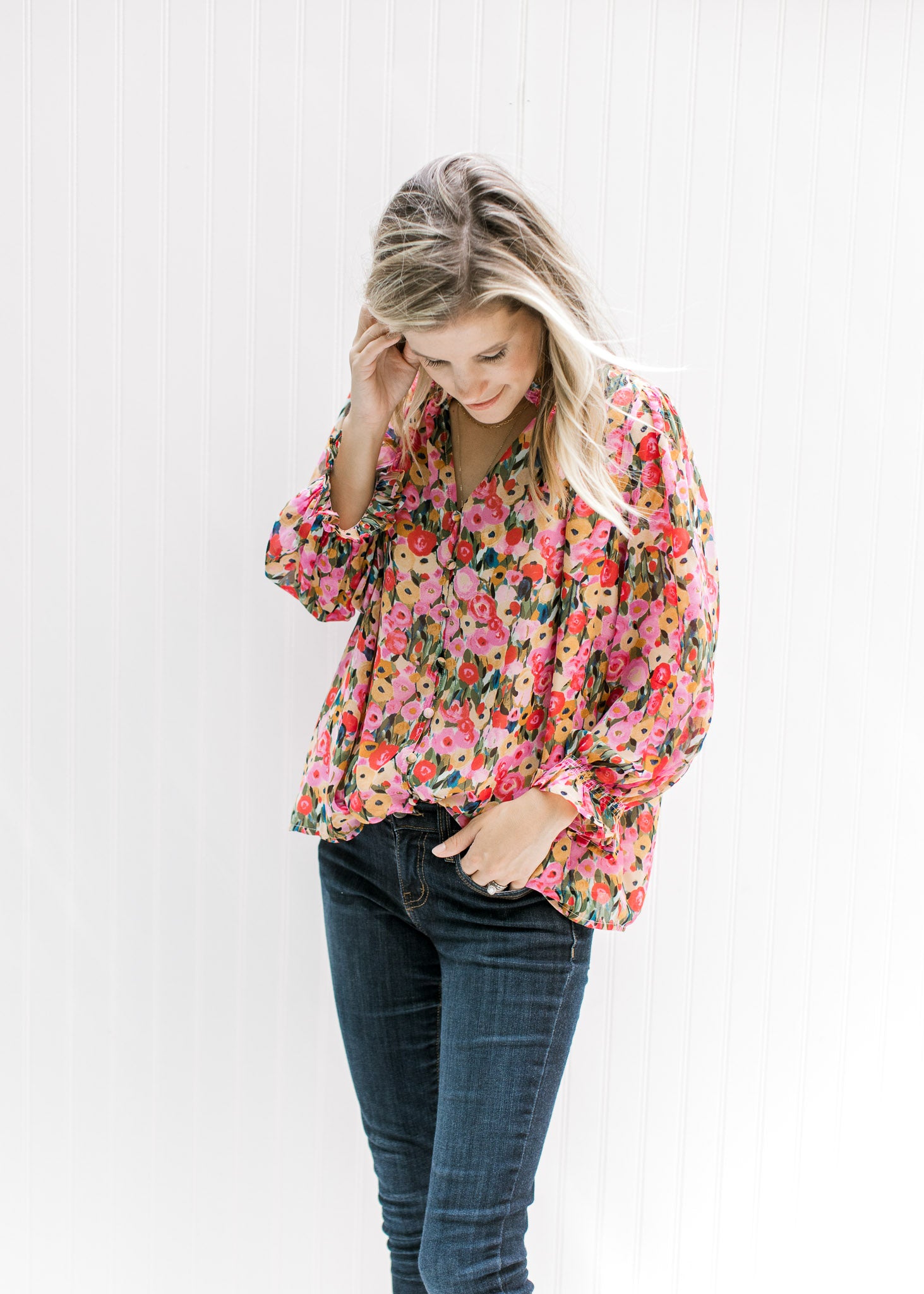 X Berry Bright Floral Top