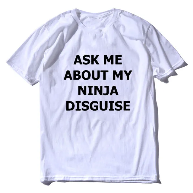 Xituodai XS-5XL Mens Ask Me About My Ninja Disguise Flip T Shirt Funny Costume Graphic Men's cotton T-Shirt Humor Gift Women Top