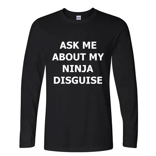 Xituodai XS-5XL Mens Ask Me About My Ninja Disguise Flip T Shirt Funny Costume Graphic Men's cotton T-Shirt Humor Gift Women Top