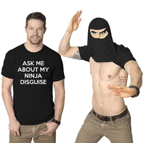 Xituodai XS-5XL Mens Ask Me About My Ninja Disguise Flip T Shirt Funny Costume Graphic Men's cotton T-Shirt Humor Gift Women Top