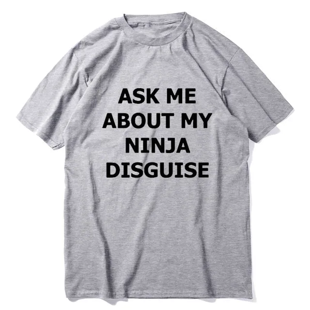 Xituodai XS-5XL Mens Ask Me About My Ninja Disguise Flip T Shirt Funny Costume Graphic Men's cotton T-Shirt Humor Gift Women Top