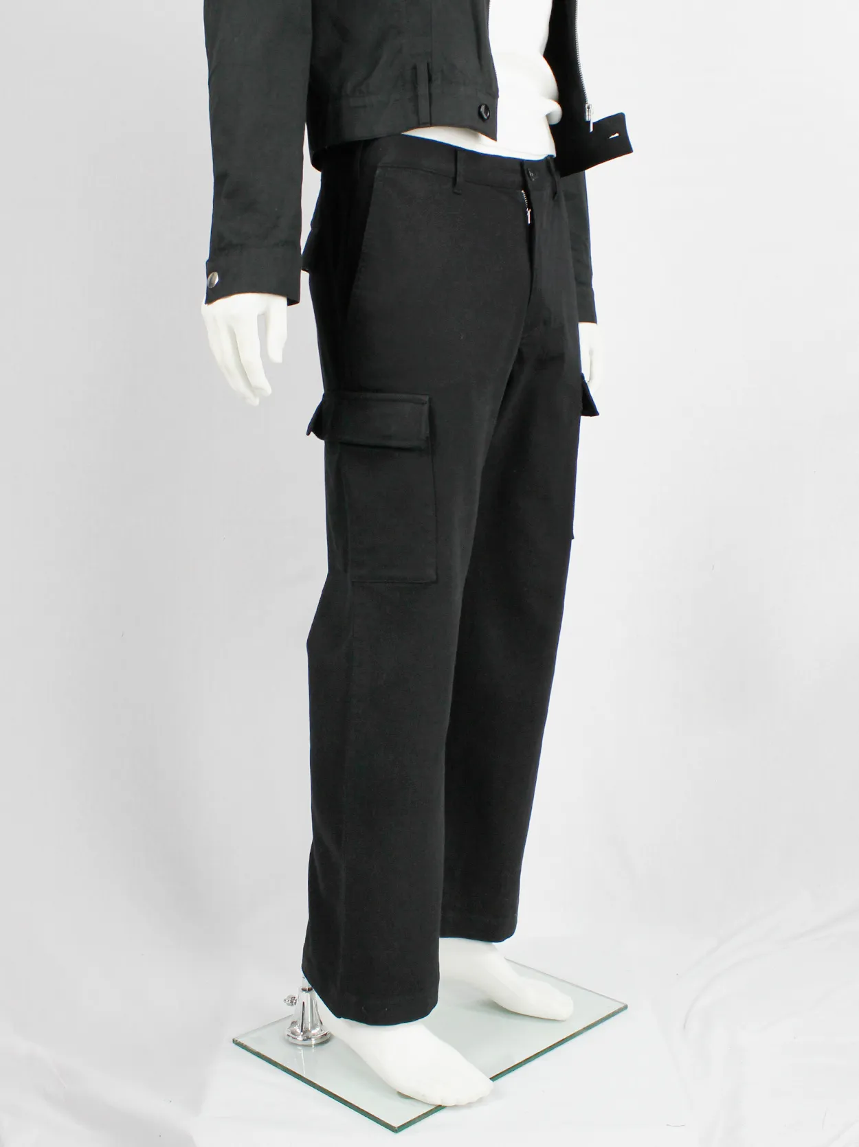 Y’s for men black straight trousers with cargo pockets — early 1990’s