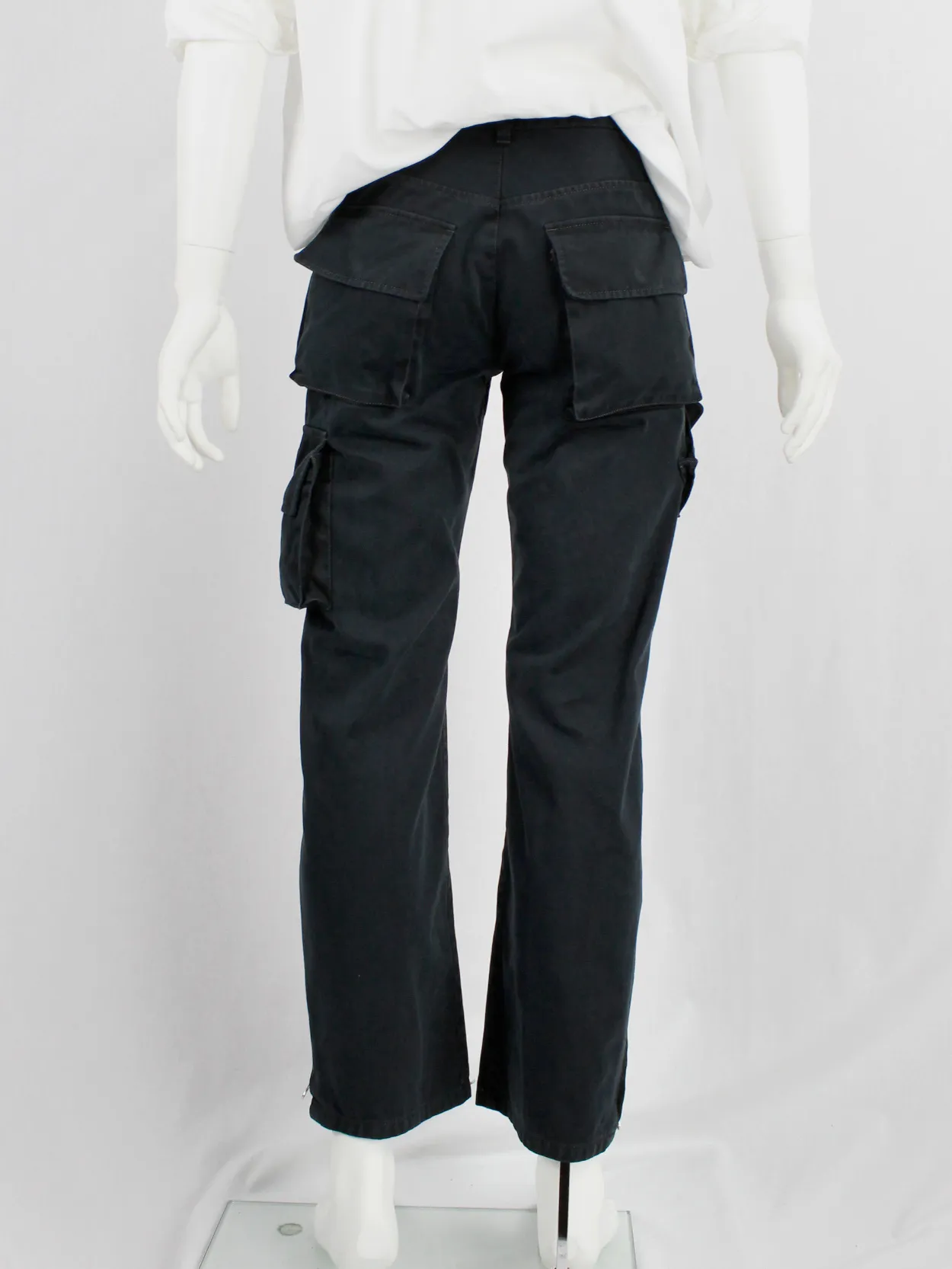 Yohji Yamamoto A.A.R black cargo trousers with pockets on the legs