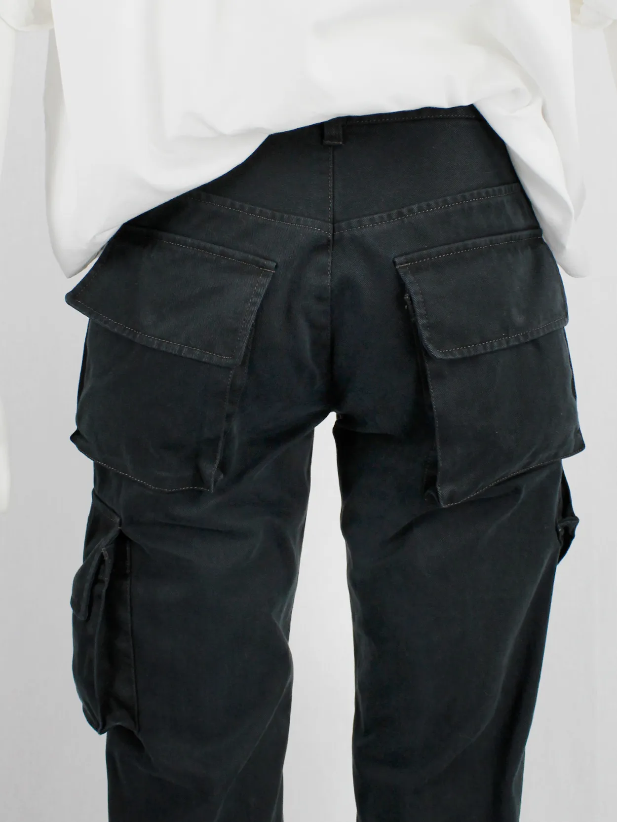 Yohji Yamamoto A.A.R black cargo trousers with pockets on the legs