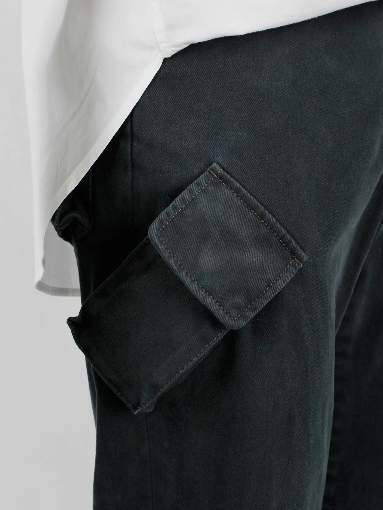 Yohji Yamamoto A.A.R black cargo trousers with pockets on the legs