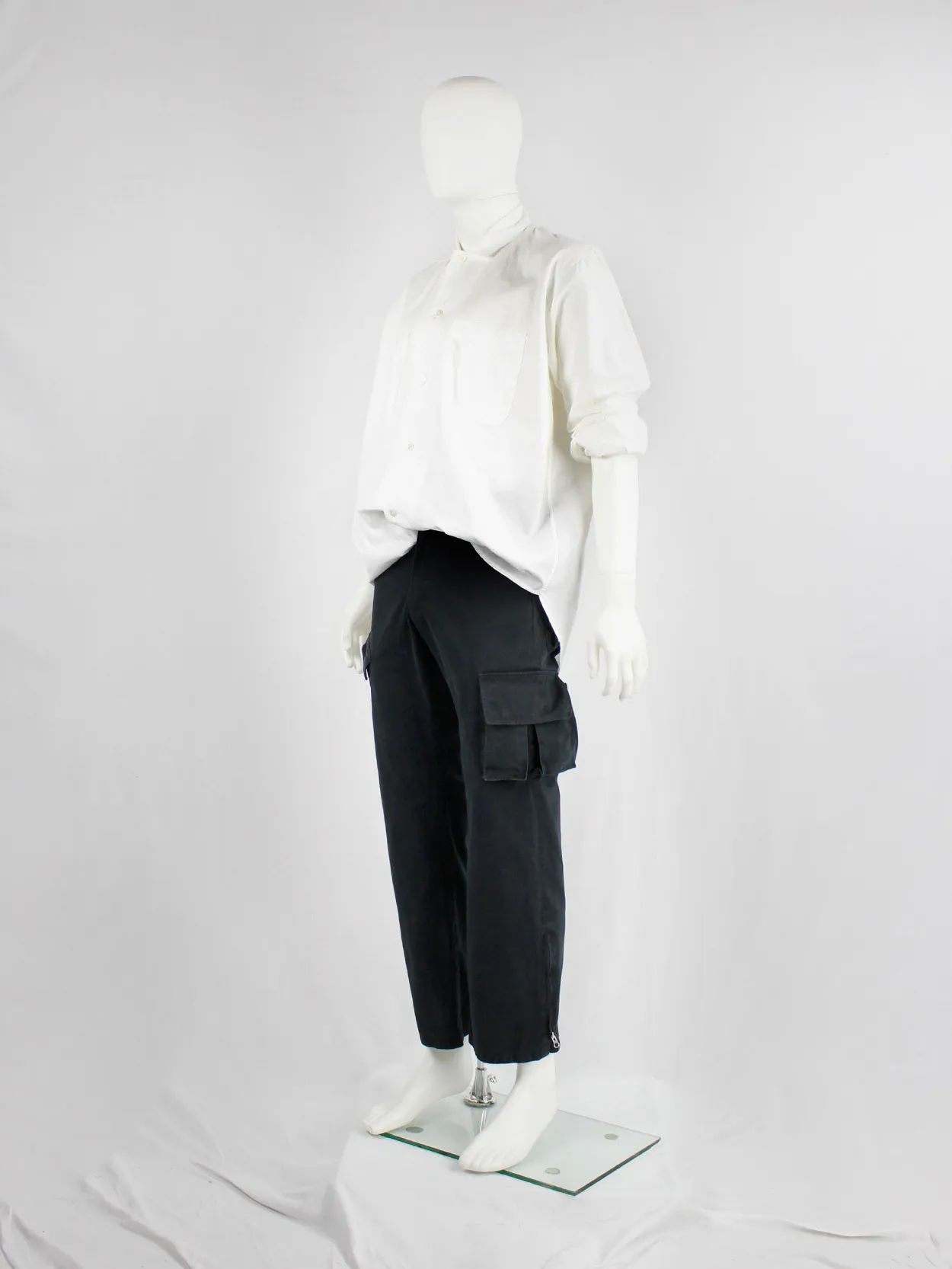 Yohji Yamamoto A.A.R black cargo trousers with pockets on the legs