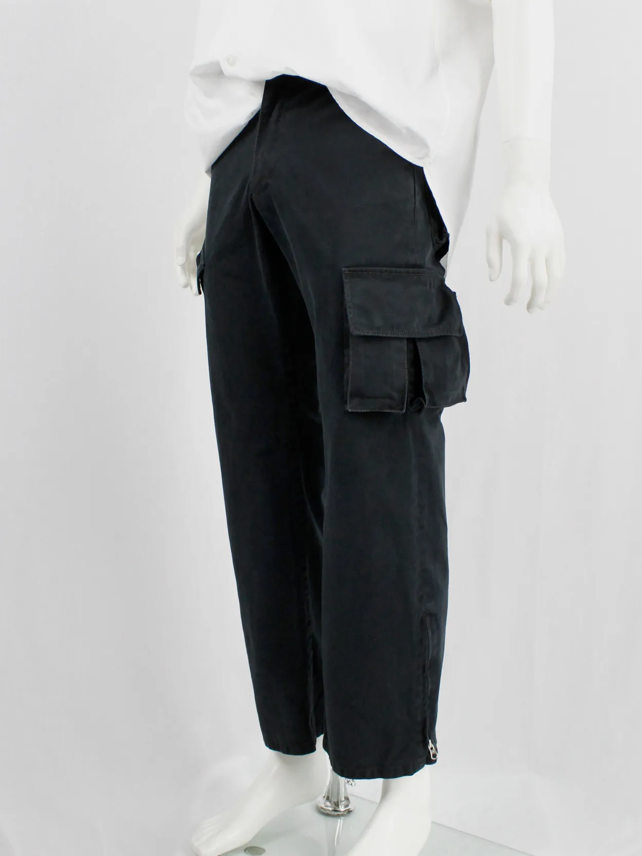 Yohji Yamamoto A.A.R black cargo trousers with pockets on the legs