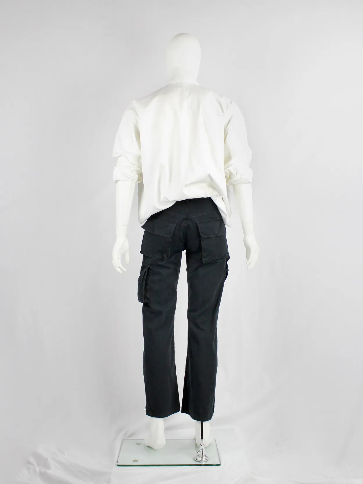 Yohji Yamamoto A.A.R black cargo trousers with pockets on the legs