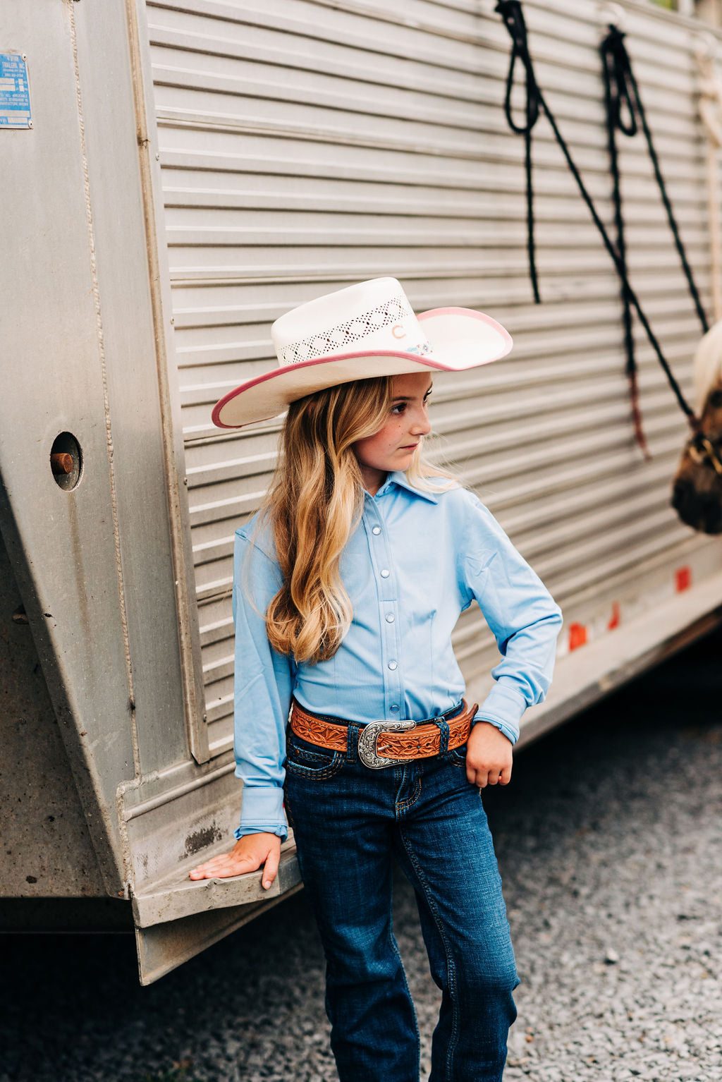 *YOUTH* RODEO BLUE PERFORMANCE RODEO SHIRT