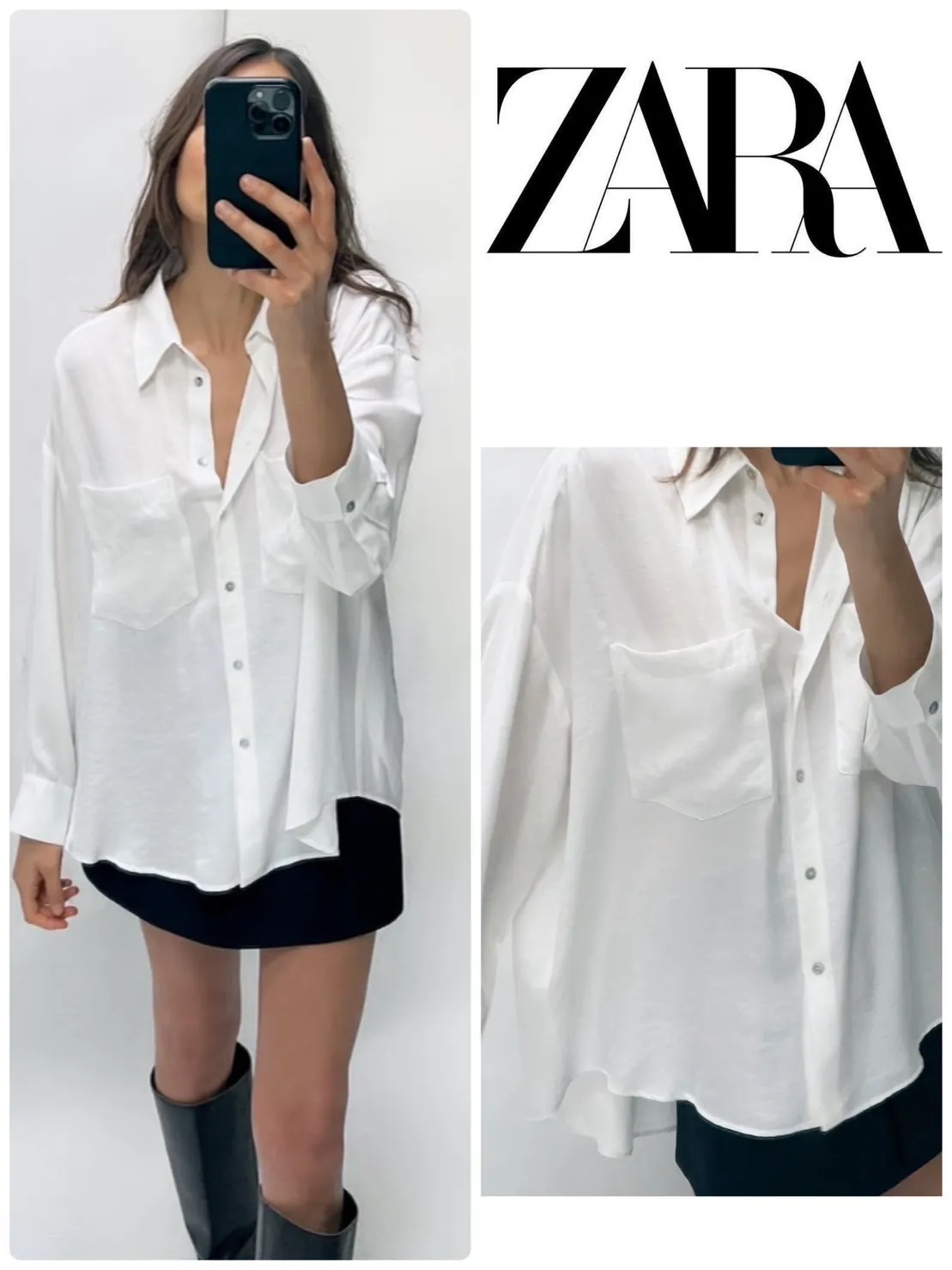 ZARA  |OVERSIZED SATIN EFFECT SHIRT