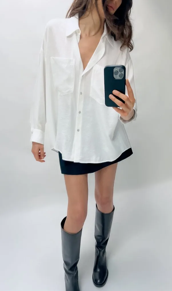 ZARA  |OVERSIZED SATIN EFFECT SHIRT