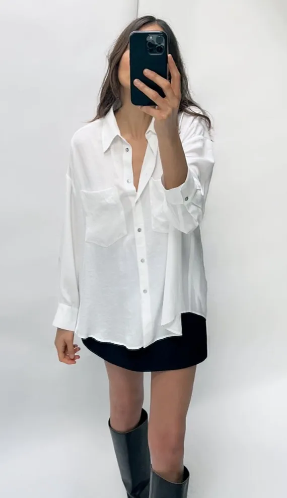 ZARA  |OVERSIZED SATIN EFFECT SHIRT